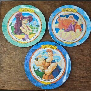 Disney 1997 Vtg Hercules McDonald's Melamine Plates Set of 3 Zeus Megara 9.5"
